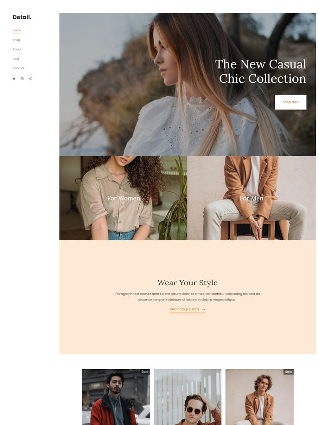 Detalle -  Pixpa Plantilla de sitio web para portafolio de moda