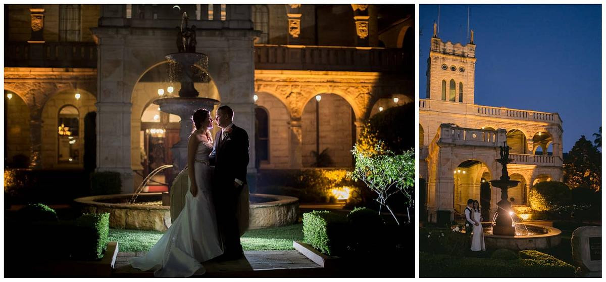 Classic bridal portraits of the newlyweds posing in front of the historic Curzon Hall.