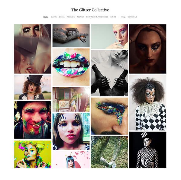 Przykłady stron internetowych Glitter Collective Portfolio