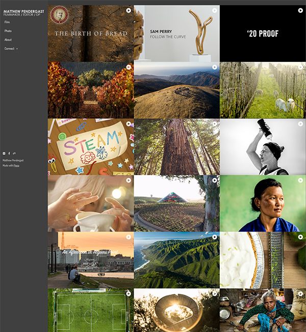 Esempi di siti web del portfolio Matthew Pendergast