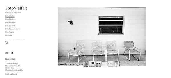 Thomas Striegl: sitio web de fotografía en blanco y negro creado con pixpa