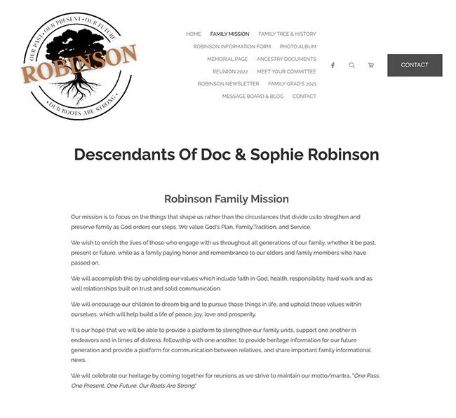 Pagina Chi siamo del sito web della famiglia Robinson