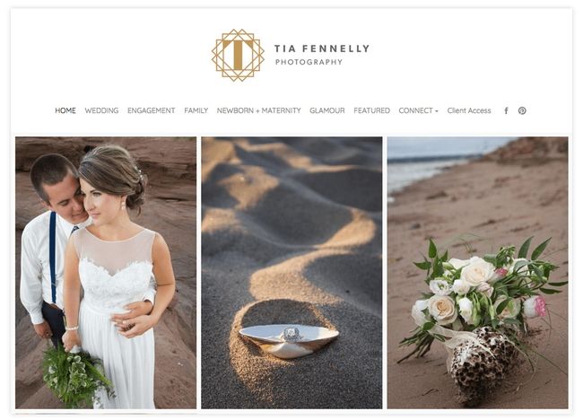 Sitio web de fotografía de bodas de Tia Fennelly