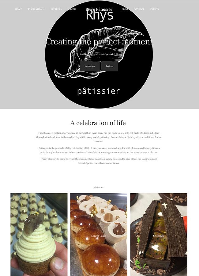 Rhys Patissier restaurant website