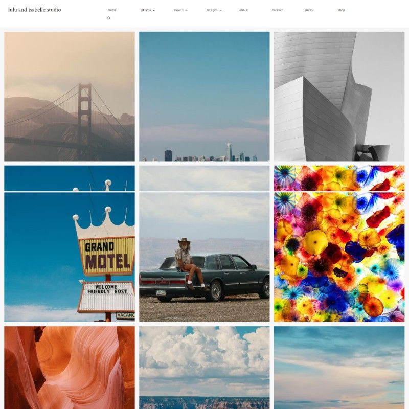 design minimalista del sito web di fotografia di paesaggio