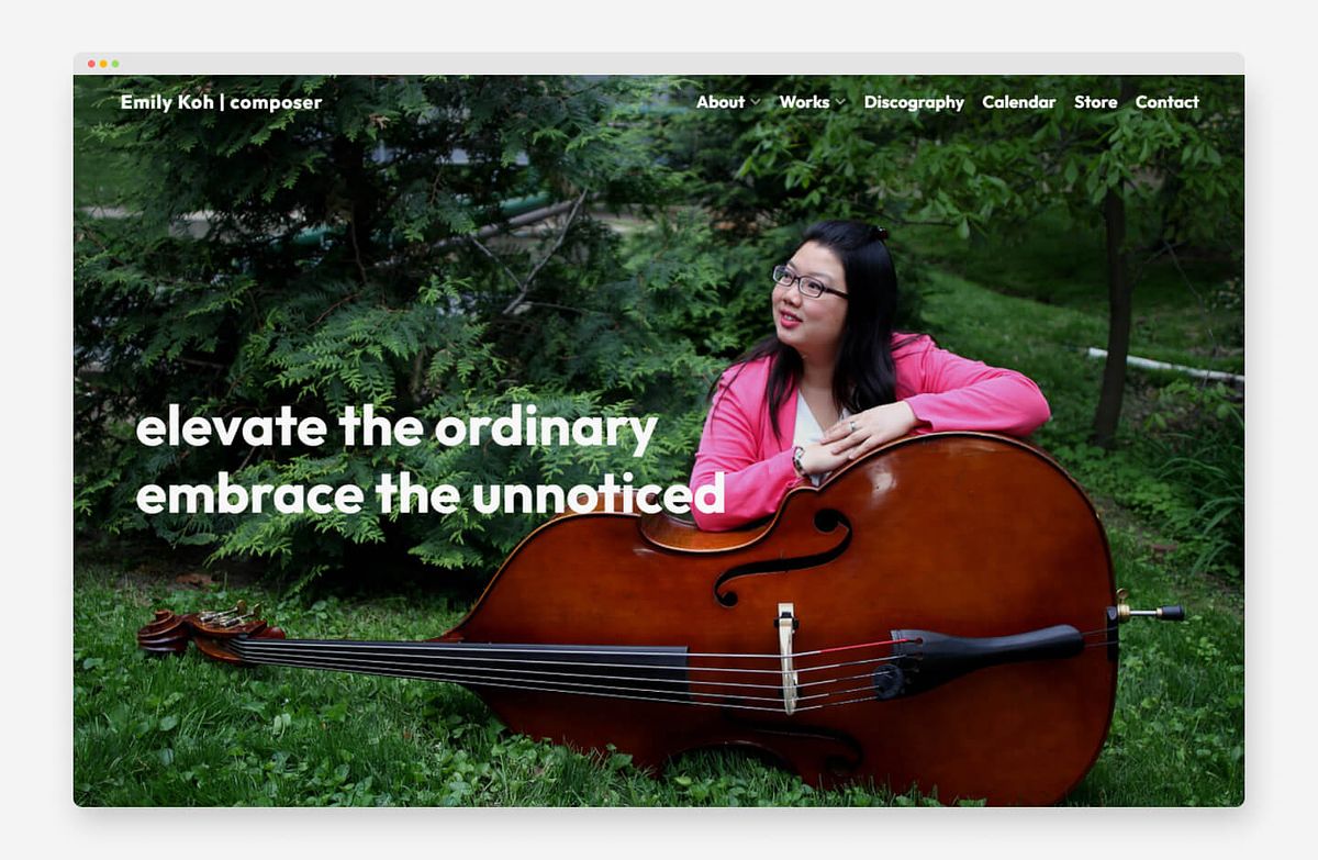 Site do portfólio de compositores musicais de Emily Koh