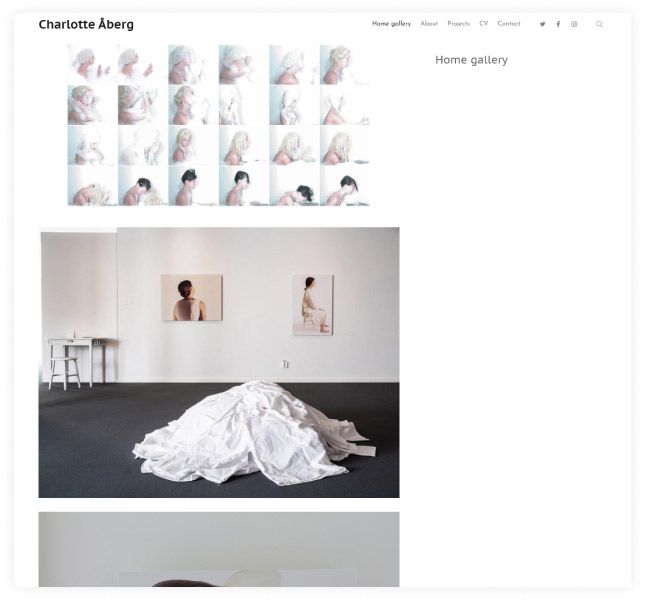 Site Web du portfolio de l'artiste suédoise Charlotte Aberg