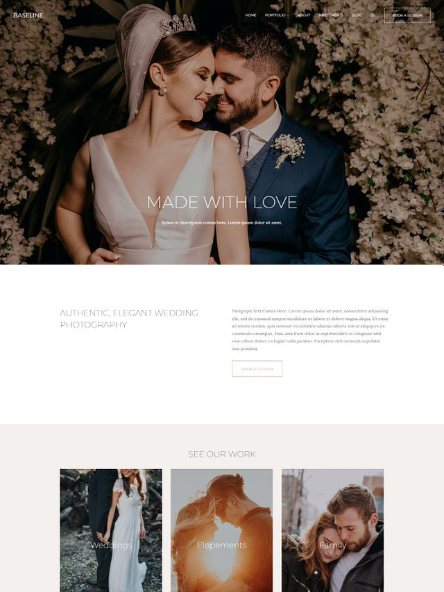 Línea de base - Pixpa Plantilla Web para Sitio de Portafolio de Bodas