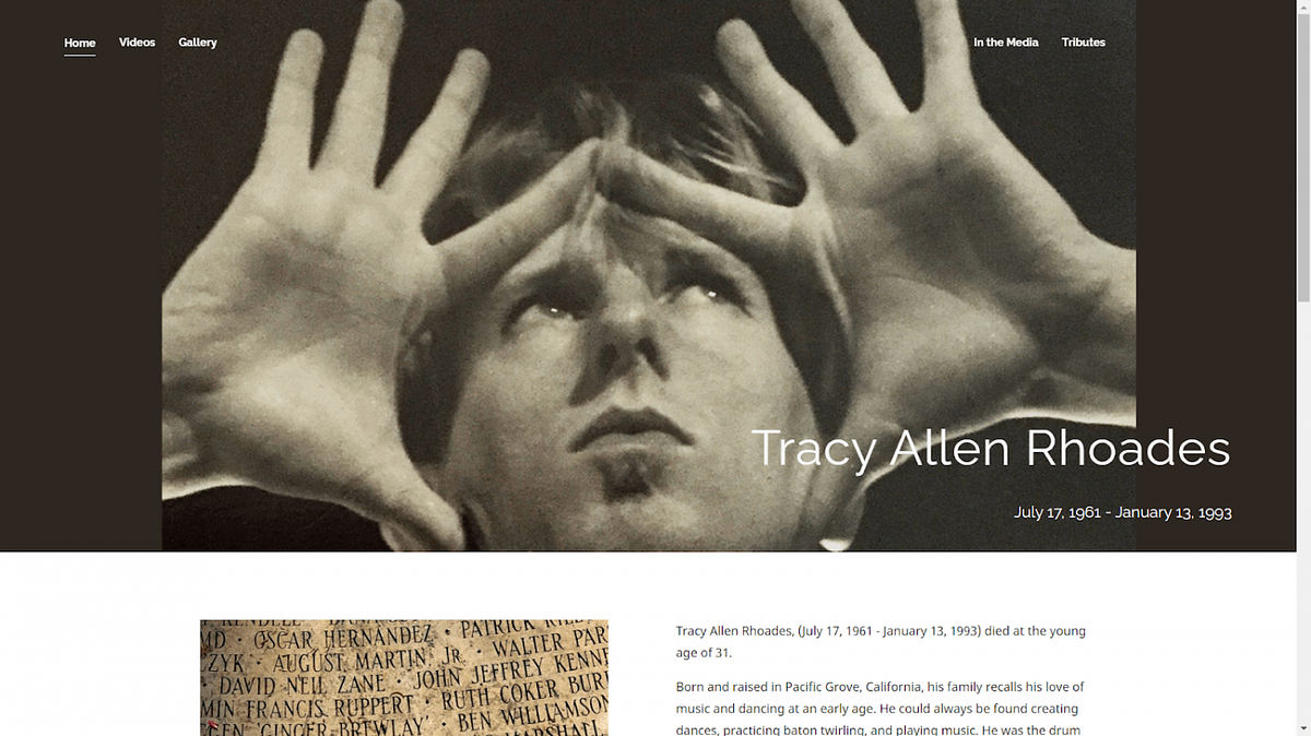 Sito web personale della coreografa Tracy Allen Rhoades