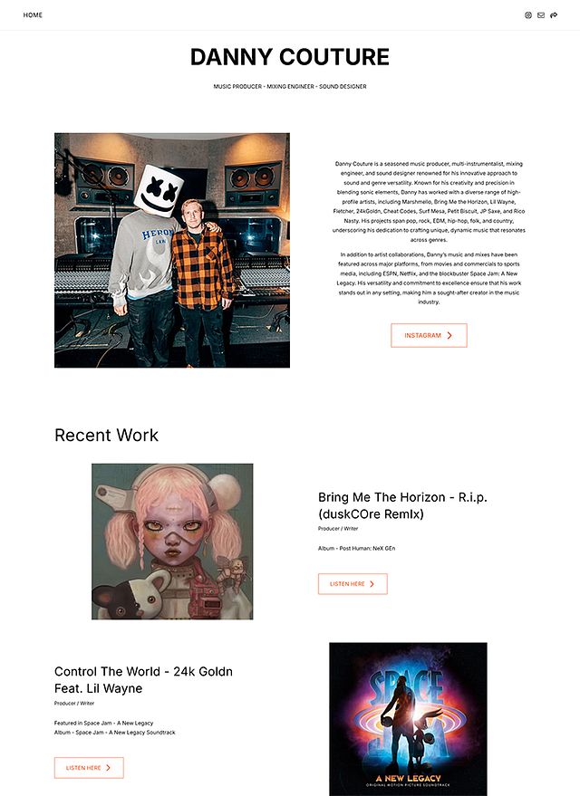Danny Couture Portfolio Website Examples