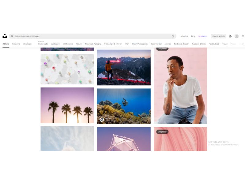 Unsplash - Stock-Bilder Kein Code-Tool