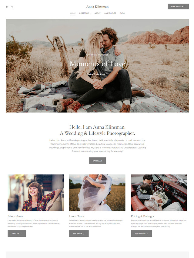 Colore -  Pixpa Modello di sito web per portfolio di nozze